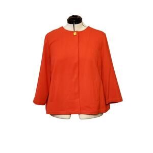 Chico's Gold Square Button Crepe Annatto Orange Boxy Jacket Size 3 (XL/16)